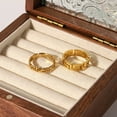 thumbnail image 3 of Unisex Stainless Steel Geometric Hollow Ring With Great Wall Pattern PVD Gold Plated Finish For Everyday Wear Jewelry, 3 of 7