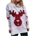 thumbnail image 1 of IROINID Chandail à Col Rond pour Femmes Imprimé Confortable Mi-Longueur Manches Longues Hiver Noël Chandail à Col Rabattu Blouse, 1 of 7