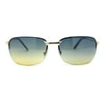 thumbnail image 2 of Mens Luxury Rimless Rectangle Oval Metal Rim Sunglasses Gold - Green Yellow, 2 of 4