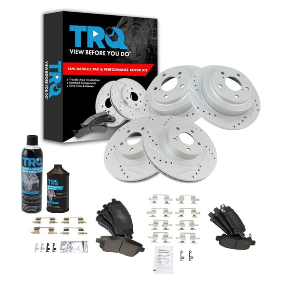 TRQ Front Rear Performance Rotor & Metallic Brake Pad Kit w/Chemicals BKA17855