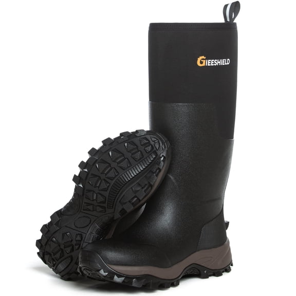 GIEESHIELD Rubber Boots for Men & Women – Ultra-Light Waterproof 6mm Neoprene Insulated Boots with Anti-Slip Sole, Warm Hunting & Rain Boots for Farming, Snow, Mud(Black, Next Camo G2)