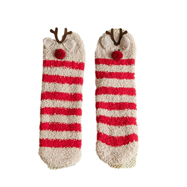 keepw Polyester Stay Warm And Fashionable With These Fluffy Winter Socks Christmas Fluffy Socks Bed Socks David's deer 1Set