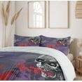 thumbnail image 6 of Ambesonne Skull Duvet Cover Set, Hearts Deadly Romantic, 2-Calking, Grey Red and Purple, 6 of 7