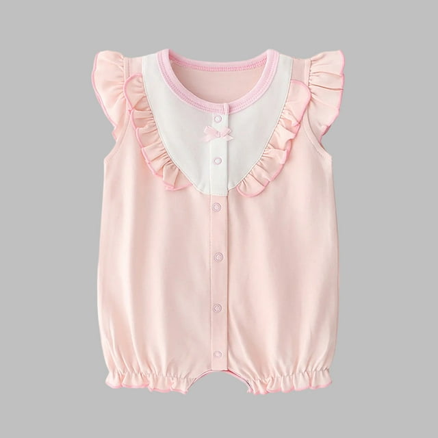 JDQJBZ Barboteuse à Manches Courtes pour Tout-Petit Bébé Fille, Manches à Imprimé Tomate