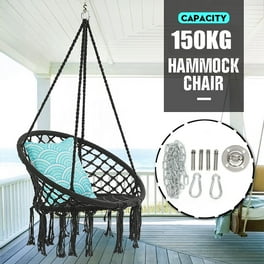 Equip Illuminated Macrame Hammock Hanging Chair Cotton Blend Cream White Multicolored Lights Size 47 L x 24 W Walmart