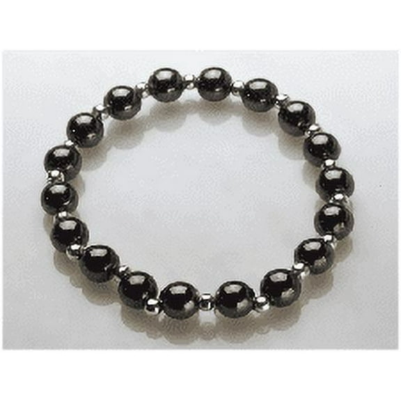 MagneHealth Black and Silver Plated Stretch Magnetic Bracelet Size 7