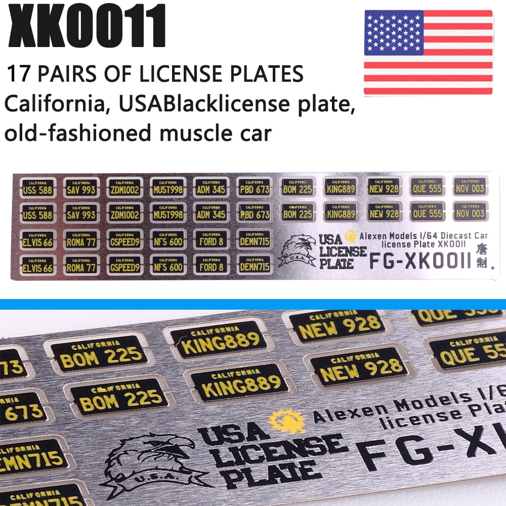 1:64 Alloy Car Model Alexen XK0001-XK0023 Metal License Plate