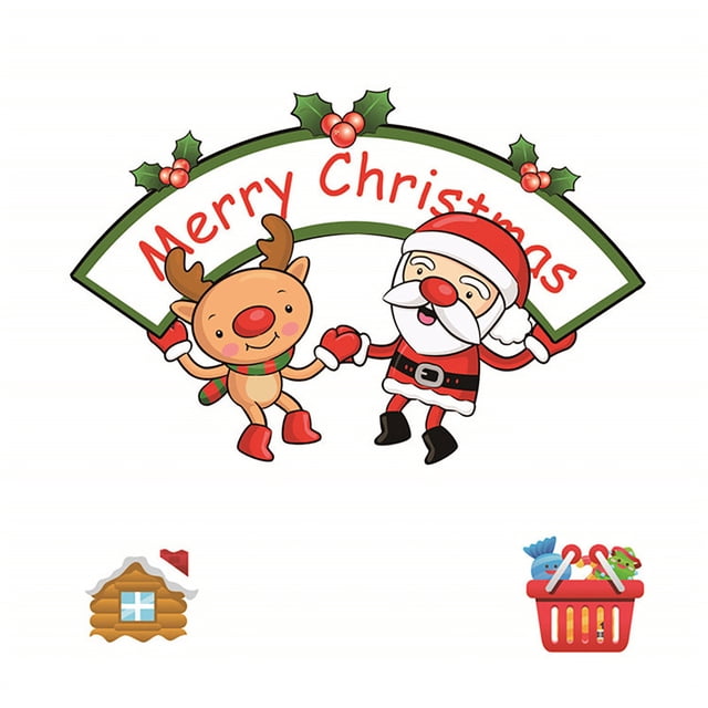 Xihbxyly Pegatinas Navideñas para Ventana, Diseño de Papá Noel, Fáciles de Despegar y Pegar, Decoración para Ventanas Del Hogar, Decoraciones para Fiestas Navideñas, Papel Transparente, Juego de 1 Pi