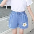 thumbnail image 4 of Cethrio Kids Girls Denim Shorts, Pocket Printed Elastic Waist Short Jeans Light Blue Size 4 T, 4 of 4