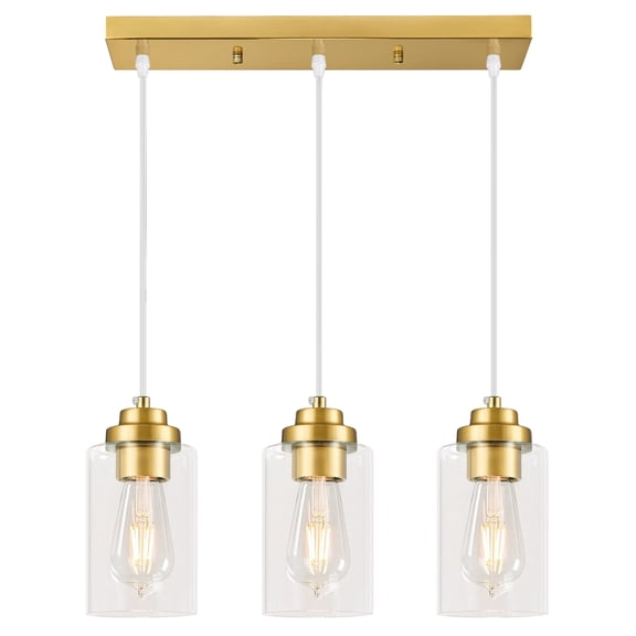 Deyidn Modern Pendant Light Island Industrial Hanging Light Seeded Glass Ceiling Lamp Gold Farmhouse Lighting for Kitchen Island Hallway Bedroom Bar Dining Room