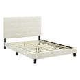 thumbnail image 1 of Pemberly Row Full Tufted Button Performance Velvet Platform Bed in Ivory, 1 of 5