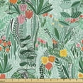 thumbnail image 1 of Floral Upholstery Fabric by the Yard, Expressionist Pink Tulips Flowers Foliage Summer Ferns Paradise Exotic Hawaiian, Decorative Fabric for DIY and Home Accents, Multicolor by Ambesonne, 1 of 5