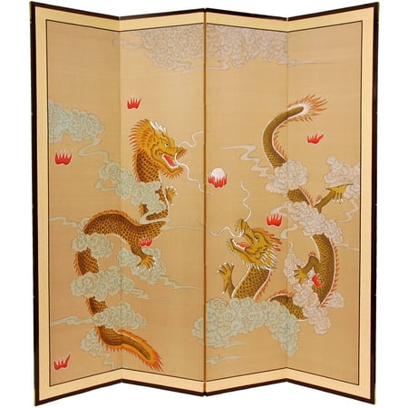 Hand Painted Furniture Nj Oriental Furniture 6 Ft Tall Dragons Playing Room Divider, 4 panel, hand painted, wall art, back drop ()