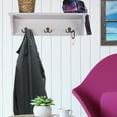 thumbnail image 3 of Excello Global Products Hand Painted 24 by 6 in Wooded Wall Mounted Hanging Entryway Shelf with 6 Hooks, Grey - GPP-0019, 3 of 4