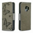 thumbnail image 3 of Allytech Galaxy S9 Case, Slim Fit PU Leather Folio Butterfly Embossed Shockproof Wrist Hand Strap Flip Cards Holder Wallet Case TPU Back Cover for Samsung Galaxy S9,Gray, 3 of 8