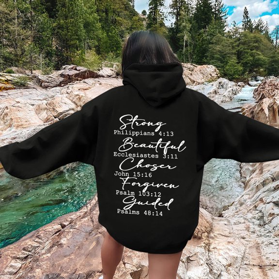 Women's Letter Print Hoodies Long Sleeved Hoodie With Pockets Womens Snap Front Hoodies Hoodie Zip up Womens Fall Light Plain Hoodie Womens Tunic Hoodie Winter Fashion Women 2022 Pocket Sweatshirt