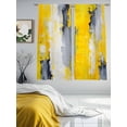 thumbnail image 3 of Yellow Gray Brush Sheer Curtains 63 Inches Long 2 Panels Abstract Retro Light Filtering Semi Sheer Window Curtains Drapes for Bedroom Living Room 52"x63", 3 of 7