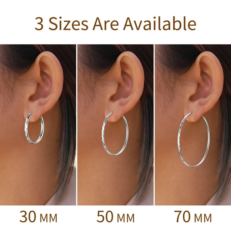 ChicSilver 70MM Large Women Hoop Earrings Diamond Cut Sterling Silver Earrings Big Chunky Circle Endless Huggie Hoops for Women Holiday Party Jewelry ChicSilver 70MM Large Women Hoop Earrings Diamond Cut Sterling Silver Earrings Big Chunky Circle Endless Huggie Hoops for Women Holiday Party Jewelry