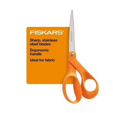 Original Orange Handled Scissors, Ergonomically contoured, 8 inch Stainless Steel, Paper and Fabric Scissors, for Arts and Crafts, Office and Crafts.|Scissors with Orange Handles, Ergonomically Contou