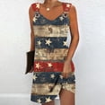 thumbnail image 1 of CFLVAEK Robe Vintage Drapeau Américain pour Femmes Robe Mini 4 Juillet Coupe Ample Col Rond Sans Manches Robe d'Été Vacances Plage Robe Ligne A m, 1 of 5