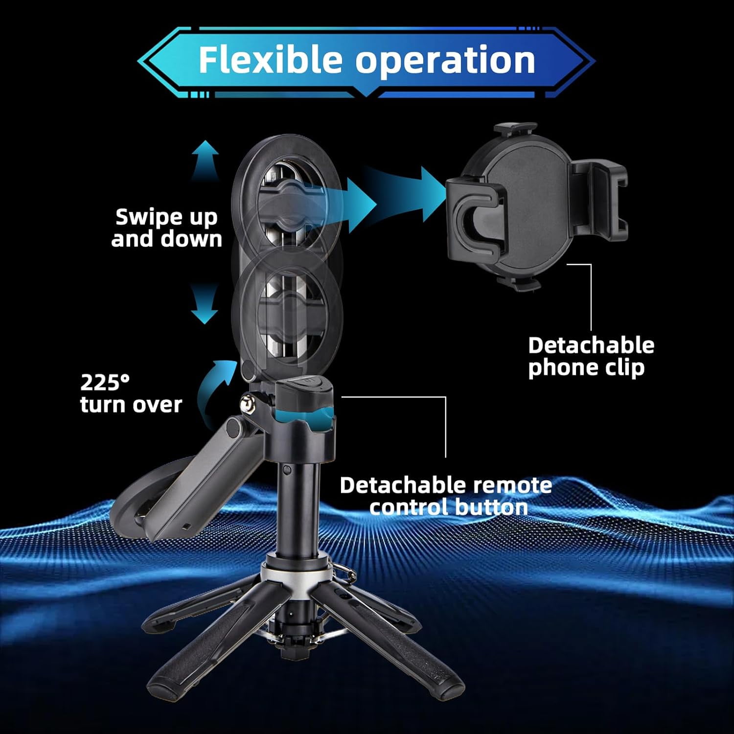 for Magsafe Tripod Stand for iPhone,Portable Pocket Size Selfie Stick with Rechargeable Remote and Metal Ring,Extendable Detachable Cell Phone Tripod Compatible with iPhone/Android