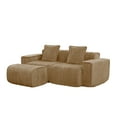 thumbnail image 6 of Newest Modern L-Shape Velvet Sectional Sofa with Ottoman & Throw Pillows for Small Living Room & Apartment,Brown, 6 of 18