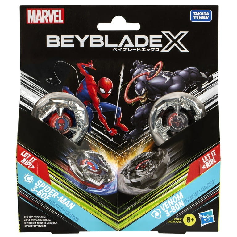 Beyblade X Marvel Collab Spider-Man 3-60F vs. Venom 3-80N Multipack Set, Ages 8+ Beyblade X Marvel Collab Spider-Man 3-60F vs. Venom 3-80N Multipack Set, Ages 8+