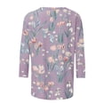 thumbnail image 5 of Wanfds Hauts Décontractés Violets pour Femmes 2024 Manches Mi-Longues Col Rond Manches Trois-Quarts TG, 5 of 5