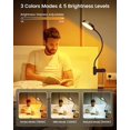 thumbnail image 2 of Luz de lectura con clip de 5 W, luz de cama de 36 LED, luz de lectura ocular, 3 colores y 5 niveles de brillo, lámpara de cama de cabecero con adaptador, perfecta para leer JAMW Sencillez, 2 of 5