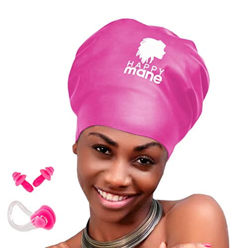 Happy Mane Silicone Swim Cap for Braids and Dreadlocks Keeps Your