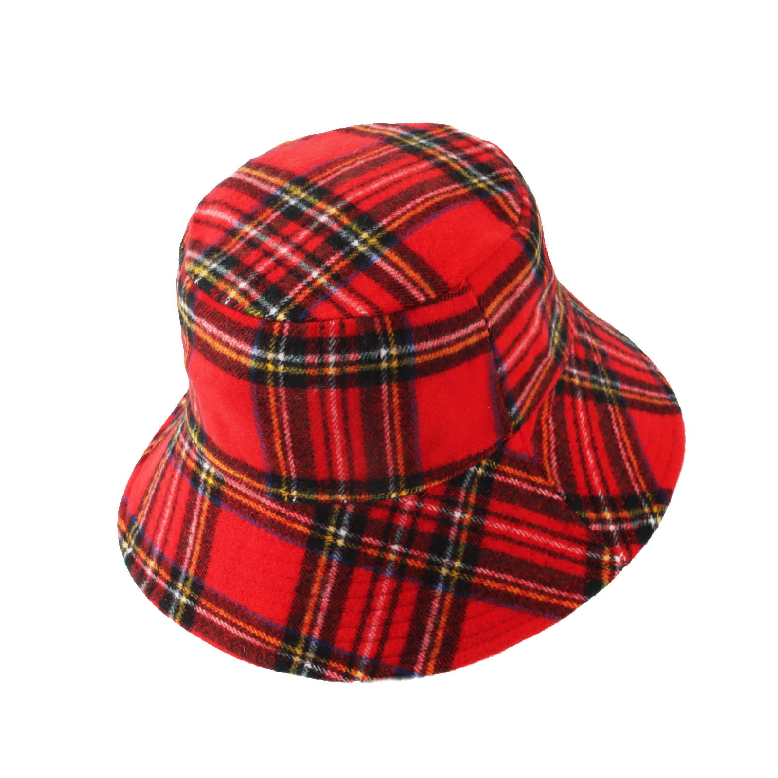 WITHMOONS Polyester Plaid Tartan Bucket Fedora Hat Winter Check Cap HMB1299 (Red) - image 4 of 5