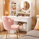 thumbnail image 2 of Girl Container Dressing Table Mirror Chair Wood Classic Dressing Table Led Lights Coiffeuses De Chambre Furniture Comfortable My Lux Decor Round, 2 of 30