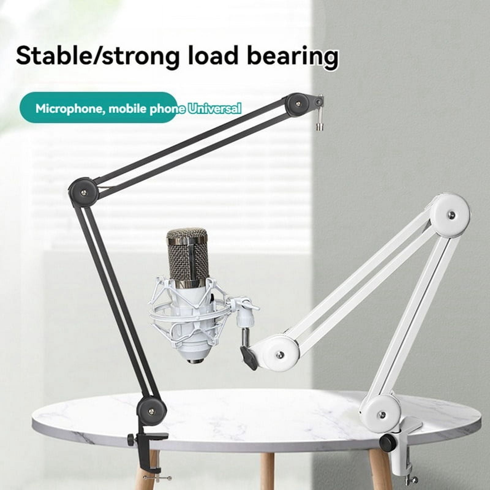 Mic Arm Stand for Recording,Podcasting,Adjustable Suspension Boom Scissor Arm Stand with Filter,Shock Mount Black