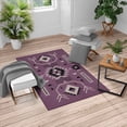 thumbnail image 1 of Southwestern Turkish Area Rug, Ethnic Illustration of a Zigzags Design Triangular Iconic Art Motifs, Soft Carpet for Living Room Decor with Distressed Look, 6.6' X 9.6', Eggplant Beige, by Ambesonne, 1 of 4