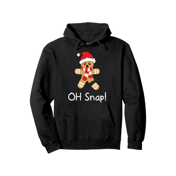 Gingerbread for Christmas Hoodie with Oh Snap! Gingerbread Cookie Print - Unisex Soft Fleece Pullover Sweatshirt, Oversized Fit (Size Up Recommended), 50% / Blend, Black Holiday Gift for Men, Women,