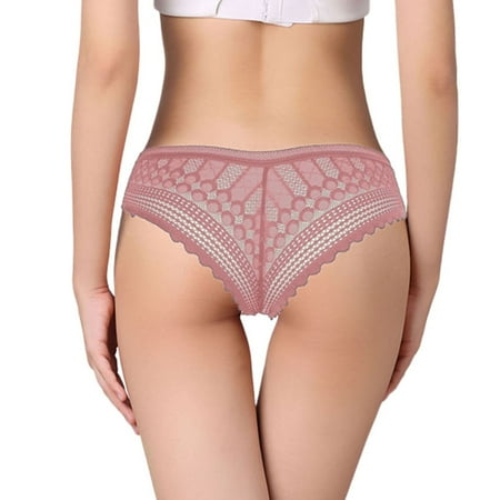 Women Solid Color Briefs Underpants Sleepwear Underwear Shorts Homewear Lingerie Lace Bandage Panties Sheer Mesh Panties