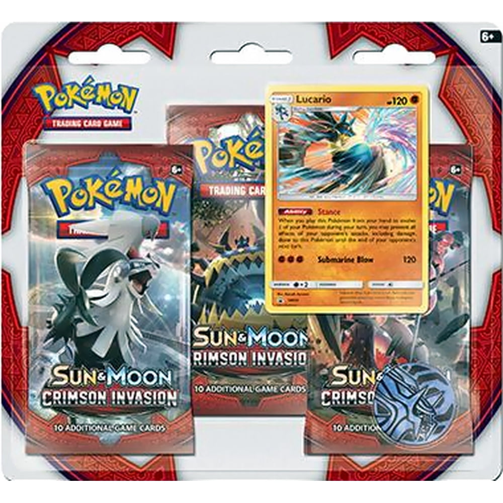 Pokemon TCG - Crimson Invasion 3-Pack Blister - Lucario Promo - Walmart
