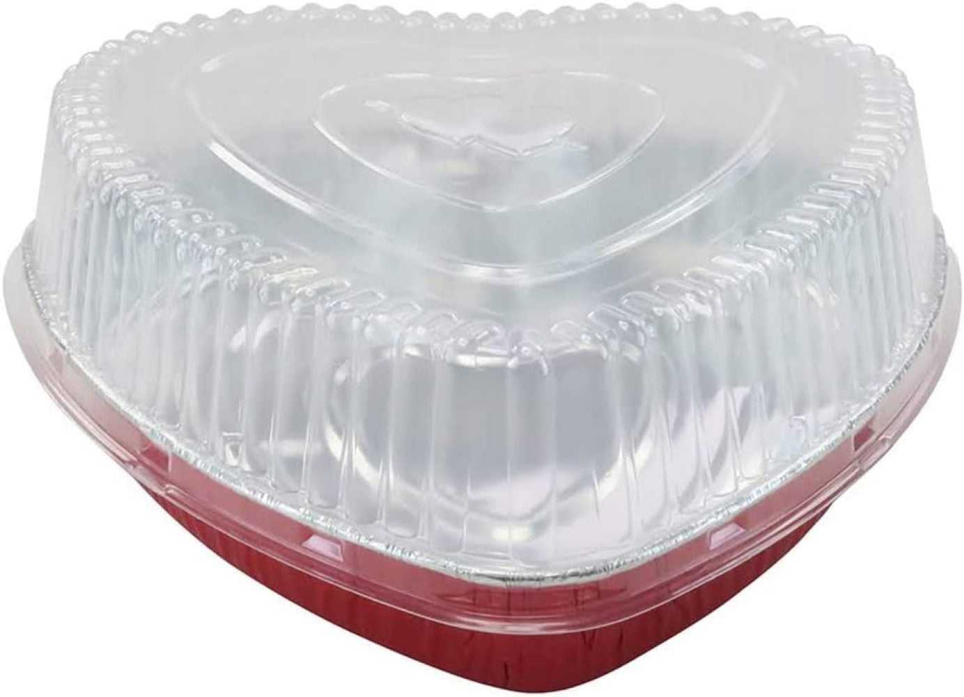 Disposable Aluminum Heart Shaped BakingCake Pan with Clear Plastic Lid