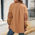 thumbnail image 4 of Women Jacket Turn Down Collar Single Breasted Buckle Casual Thicken Coat with Side Pocket Chocolate S, 4 of 6
