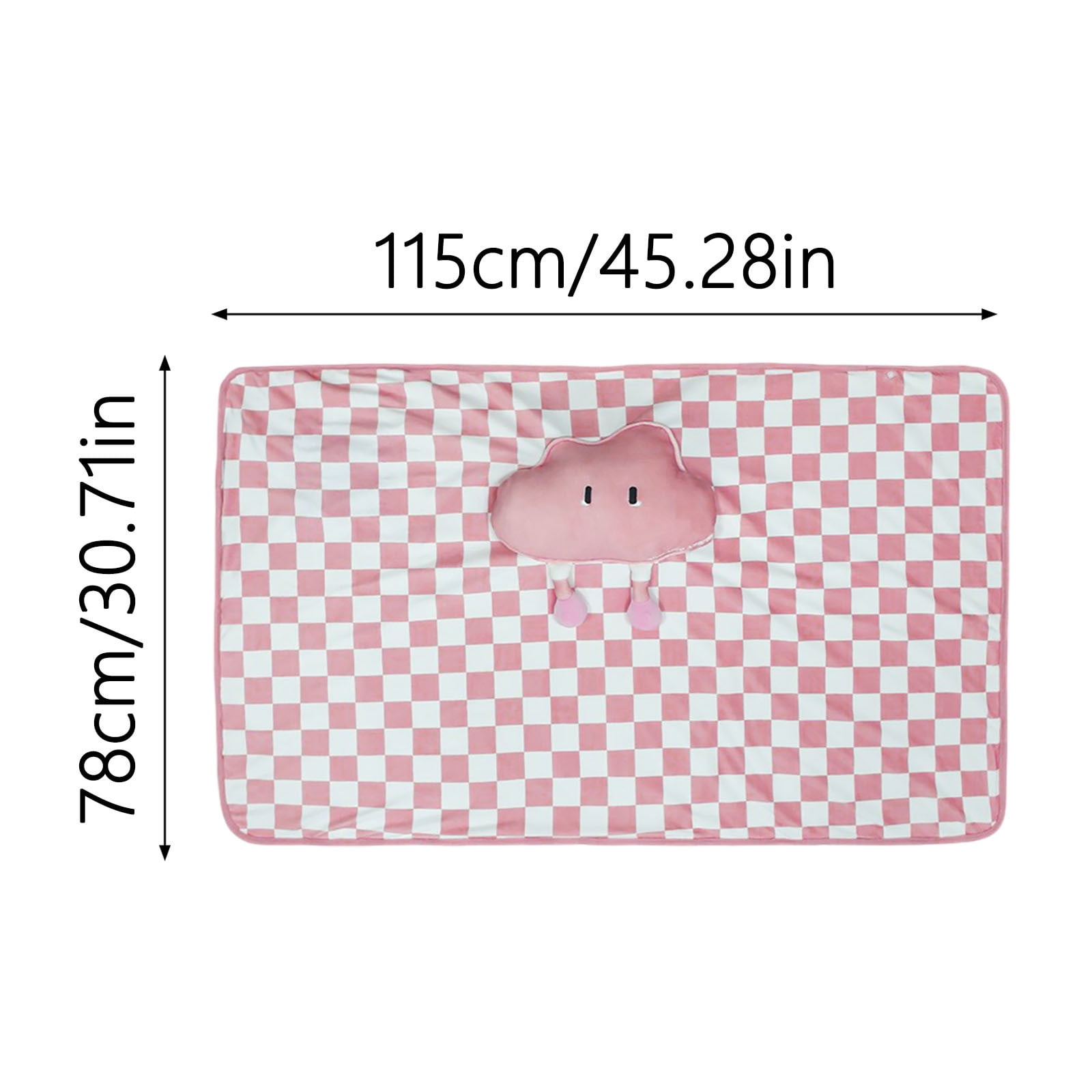 USB Electric Heating Blanket 45"x31" with 3D Cloud Design, Checkered Pattern Portable Throw for Home Office Travel, Fast Warmth & Auto Safety Shut Off