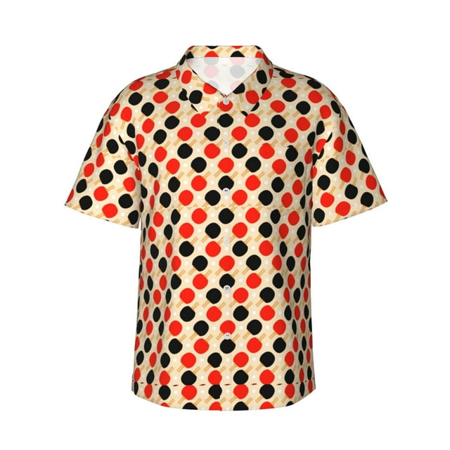 Xecao Table Tennis Rackets Pattern Men's Hawaiian Shirt with Button Front and Chest Pocket Classic Short Sleeve Beach Vacation Shirt,XX-Large