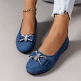 thumbnail image 5 of HTHLVMD Women's Rhinestone Bow Flat Shoes, Slip On Flat Shoes, Women's Round Toe Ballet Shoes Flats Comfortable Ballerina Shoes Slip On Work Flats for Walking, Driving, Dressy, Blue 7.5, 5 of 6