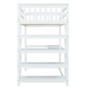 Euroco Wood Twin Loft Bed with Desk and Shelves, White