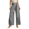 thumbnail image 2 of FEIIBMOYRIA Women's Dress Pants Smooth Drape Elegant High Waist Wrap Front Tie Wide Leg Pants Loose Elegant Daily Office Business Casual Culottes, 2 of 6