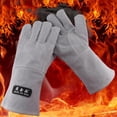 thumbnail image 3 of Guantelete de Soldadura HEAVY DUTY Cola Gris Guantes de Seguridad de material cuero Resistente Al Calor, 3 of 7