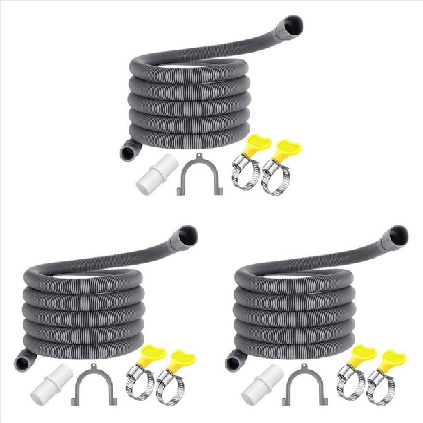 3X Manguera de Desagüe para Lavadora Kits de Extensión de Manguera de Desagüe Flexible para Lavavajillas de 10 Pies Manguera de Descarga de Lavadora Corrugada