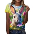 thumbnail image 2 of Xdegoge Easter T Shirt for Women Vintage Floral Botanical Painted Egg Graphic Short Sleeve Crewneck Spring Holiday Festival Casual Relaxed Fit Soft Lightweight Breathable Tops, 2 of 5