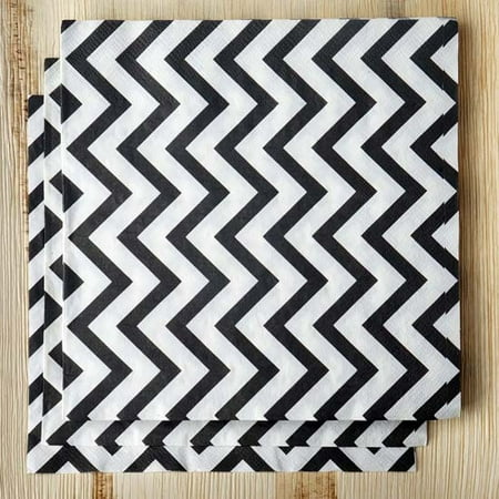 Chevron Cloth Napkins Efavormart Chevron Printed Restaurant Party Beverage Paper Napkins - Black and White - 20 PCS ()