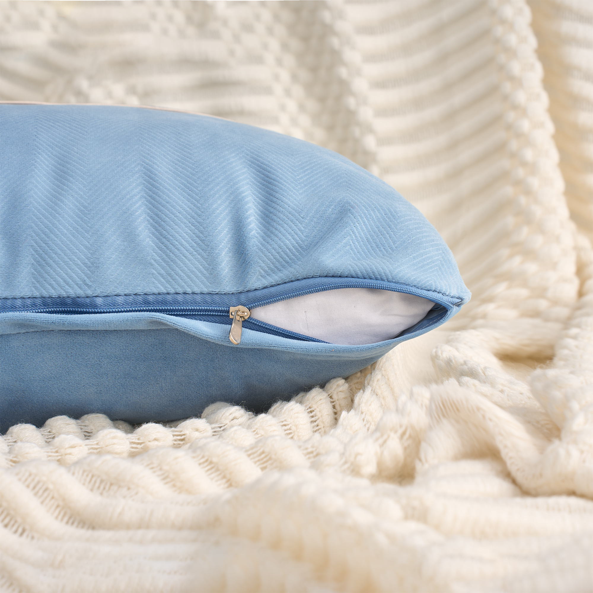 Unique Bargains Set of 2 Soft Throw Pillow Covers with Cute Embroidery Blue