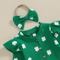 thumbnail image 2 of Okbabeha St Patricks Day Outfit Newborn Baby Boy Girl Shamrock Waffle Romper Lucky Clover Onesie Jumpsuit One Piece Clothes, 2 of 7